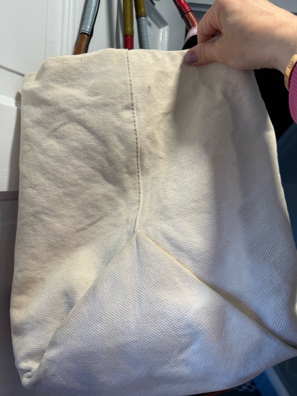 See By Chloe Laetzia Cream Canvas Tote with Red & Brown Leather Accents - Picture 7 of 9